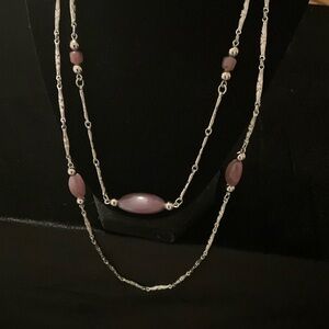 Sarah Coventry Silver and Purple Beaded Necklace